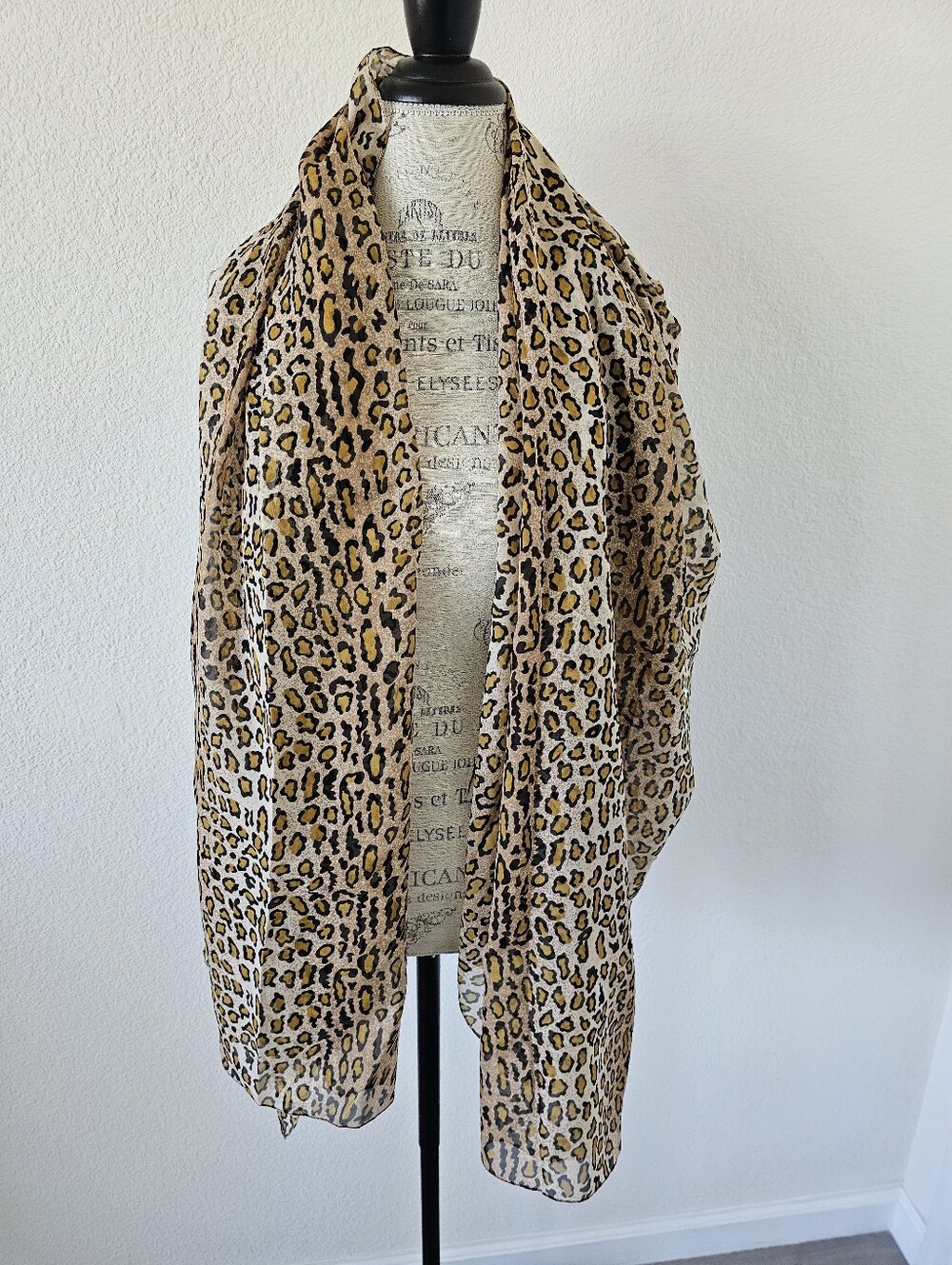 Bijoux Terner Leopard Print Sarong Swim Cover Up Sheer Rectangle Scarf 72x40"